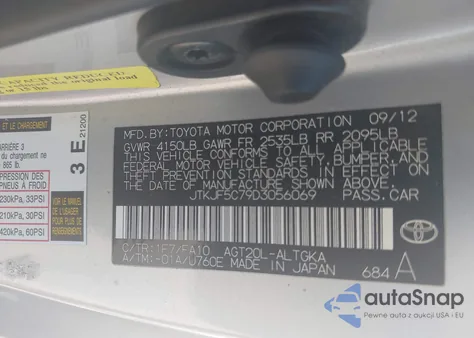 2013 Scion Tc z USA, uszkodzony, nr VIN JTKJF5C79D3056069